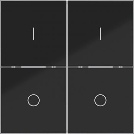 Hager Abdeck. Taster 2f I/O A.x/C.x schw glänz