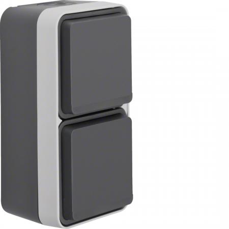 Hager Steckd. SCHUKO 2f senk. Klappd W.1 grau