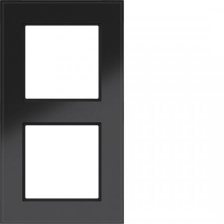 Hager Rahmen 2fach A.8 Glas schwarz glänzend