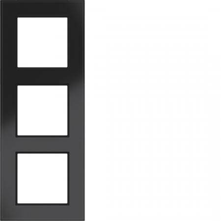 Hager Rahmen 3fach A.8 Glas schwarz glänzend