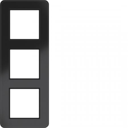 Hager Rahmen 3fach C.8 Glas schwarz glänzend