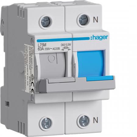 Hager Lasttrennschalter D02, 1P+N 63A