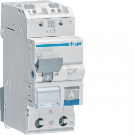 Hager Fehlerlichtbogen-Schutzeinrichtung AFDD mit LS-Schalter 1P+N 6kA B-10A 2M