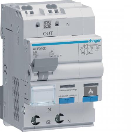 Hager AFDD mit FI-LS 1P+N 6kA C-6A 30mA A 3M