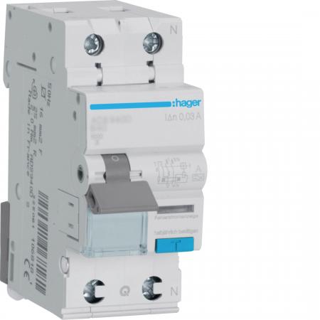 Hager FI-LS 1P+N 6kA B-25A 30mA Typ A QC