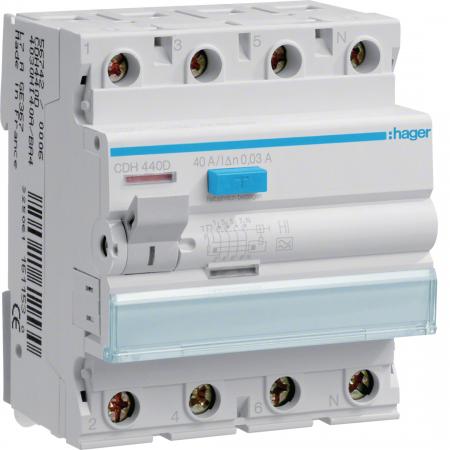Hager FI-Schalter 4P 6kA 40A 30mA Typ A HI