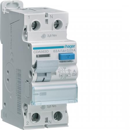Hager FI-Schalter 2P 10kA 63A 30mA Typ A