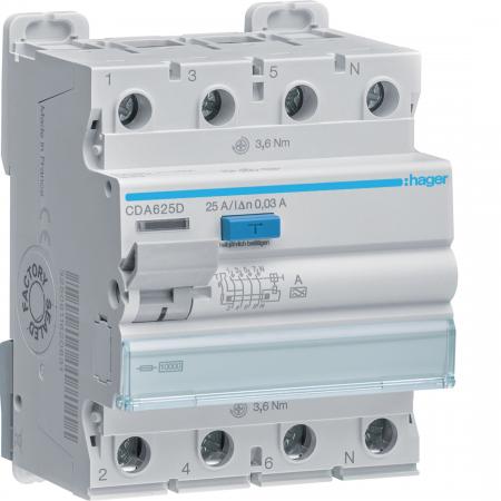 Hager FI-Schalter 4P 10kA 25A 30mA Typ A