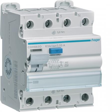 Hager FI-Schalter 4P 10kA 63A 30mA Typ A HI
