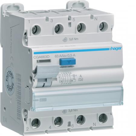 Hager FI-Schalter 4P 10kA 63A 500mA Typ A