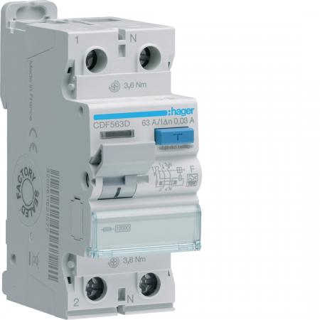 Hager FI-Schalter 2P 10kA 63A 30mA Typ F