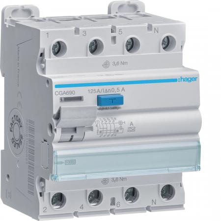 Hager FI-Schalter 4P 10kA 125A 500mA Typ A