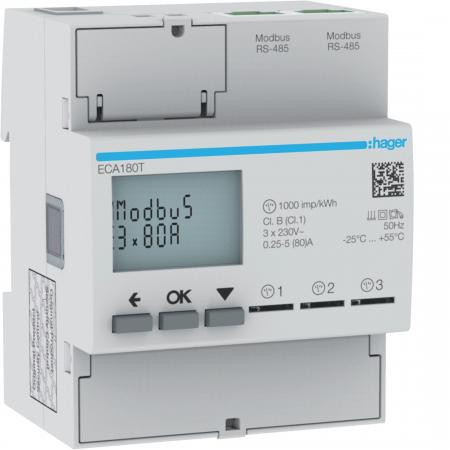Hager Energiezähler 1ph,direkt 3x 80A, AGARDIO