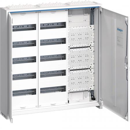 Hager Feldverteiler AP, IP31, SKII, 120 PLE + Mediafeld, geschlitze Tür, 800x800