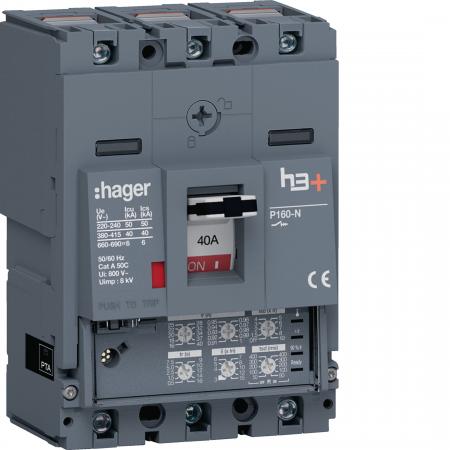 Hager Leistungsschalter h3+P160 LSI 3x40A 40kA