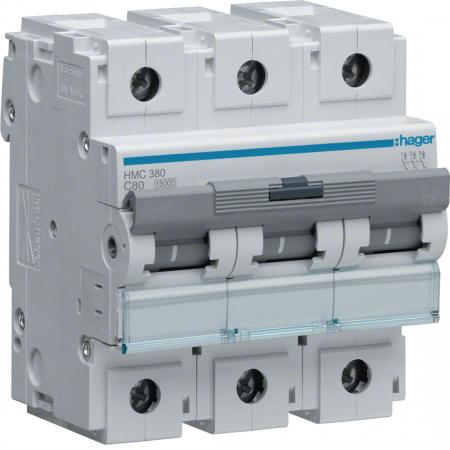 Hager LS-Schalter 3 polig 15kA C-80A 4.5M