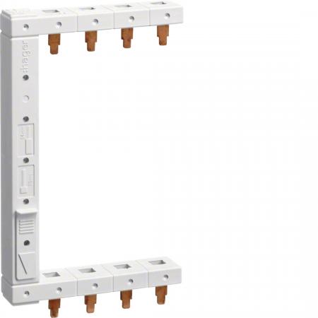 Hager Phasenschiene 3polig + N, 2-reihig 125mm, links, vertikales Sammelschienen