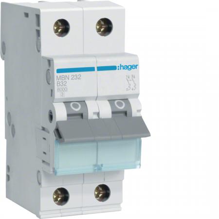 Hager LS-Schalter 2 polig 6kA B-32A 2M