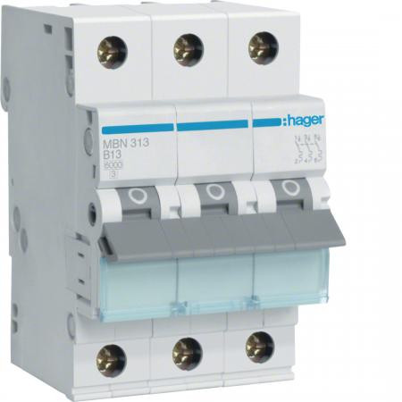 Hager LS-Schalter 3 polig 6kA B-13A 3M
