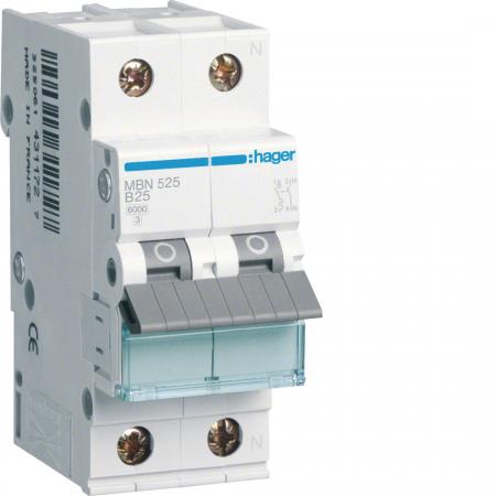 Hager LS-Schalter 1P+N 6kA B-25A 2M