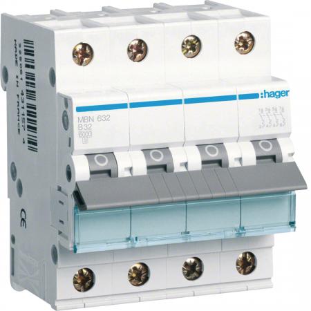 Hager LS-Schalter 3P+N 6kA B-32A 4M