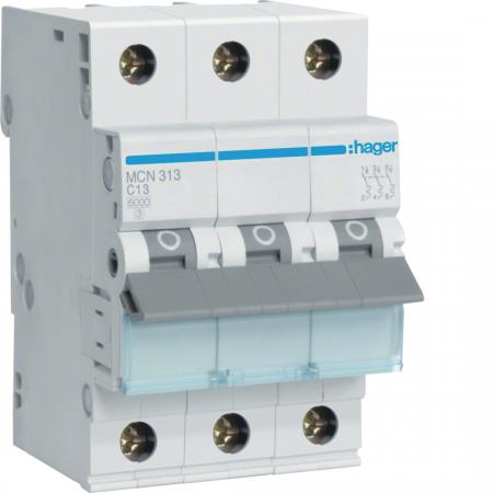 Hager LS-Schalter 3 polig 6kA C-13A 3M