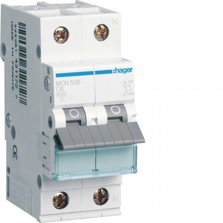 Hager LS-Schalter 1P+N 6kA C-6A 2M