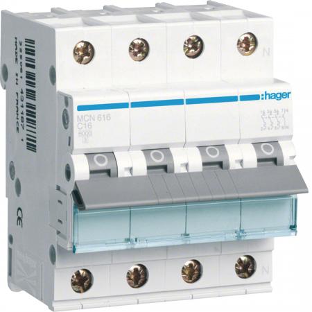 Hager LS-Schalter 3P+N 6kA C-16A 4M