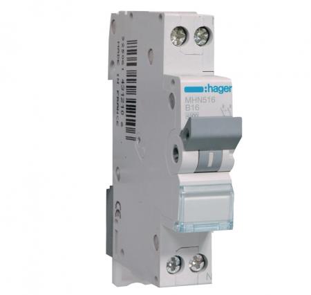 Hager MHN516 Leitungsschutzschalter 1P+N B16A 4,5 kA 230–240 V 1 TE 3250614312038