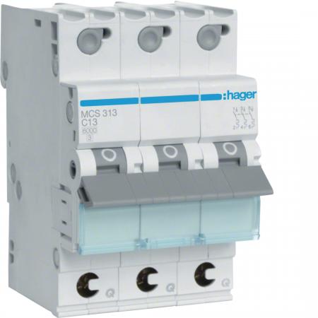 Hager LS-Schalter 3polig 6kA C-13A 3M QC