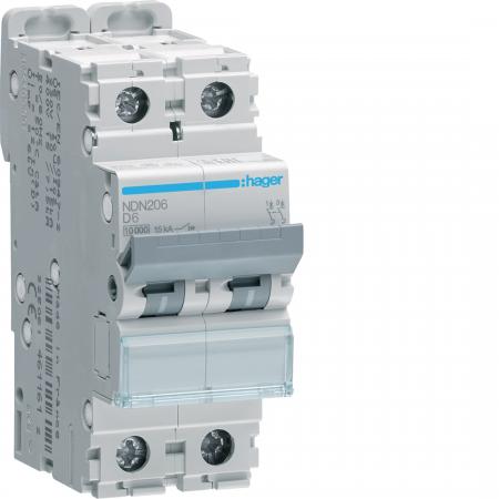 Hager LS-Schalter 2 polig 10kA/15kA D-6A 2M