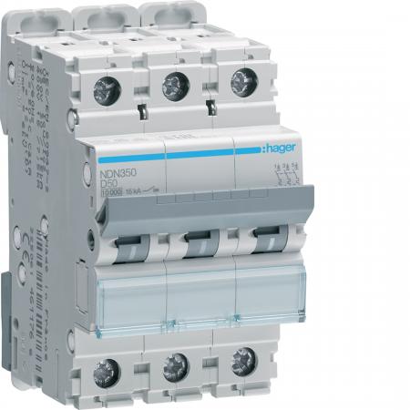 Hager LS-Schalter 3 polig 10kA/15kA D-50A 3M
