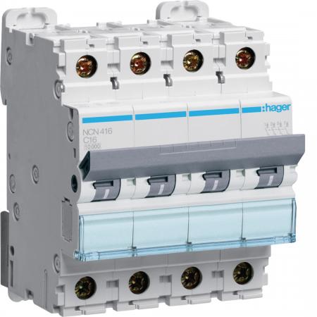 Hager LS-Schalter 4 polig 10kA/15kA C-16A 4M
