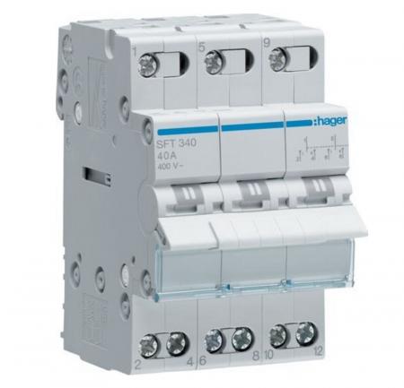 Hager SFT340 Umschalter 3-polig 40 A I-0-II 400 V AC 3 TE mit mittiger Aus-Stellung SFT340