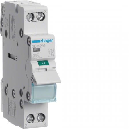 Hager Ausschalter 16A 1S+N 250V AC Leuch. 1PLE