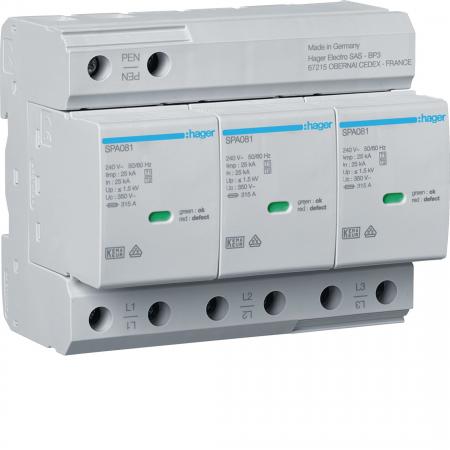 Hager Kombiableiter T1+T2 3P 25kA TNC FM