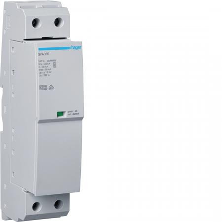 Hager Kombiableiter Typ1+2, 1P Iimp 25kA Up 1.5kV, Blitzstrom- und Überspannungs