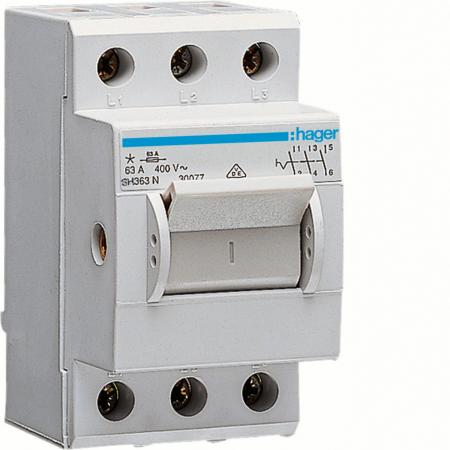 Hager Kompaktschalter, Ausschalter, 63A, 3 Schließer, 400V AC, 2.5  PLE