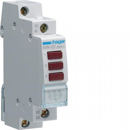 Hager LED Leuchtmelder 3fach rot 230V AC 1PLE