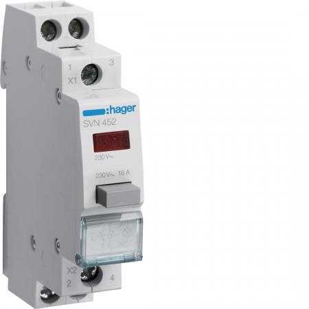 Hager Taster 16A 1S+1Ö 230V AC Leucht.rot 1PLE