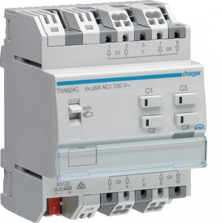 Hager KNX Rollladen-/Jalousieaktor 4-fach KNX easy, 230V,  für Jalousiesteuerung