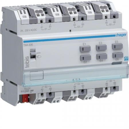 Hager KNX Binäreingang 6-fach, Schnittstelle 230V AC an KNX Bus, Reiheneinbau, 6