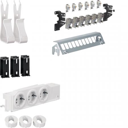 Hager Multimedia Kit, univers, 3xSteckdose,12xPatchpanel m.6xRJ45, Geräte-/Kabel