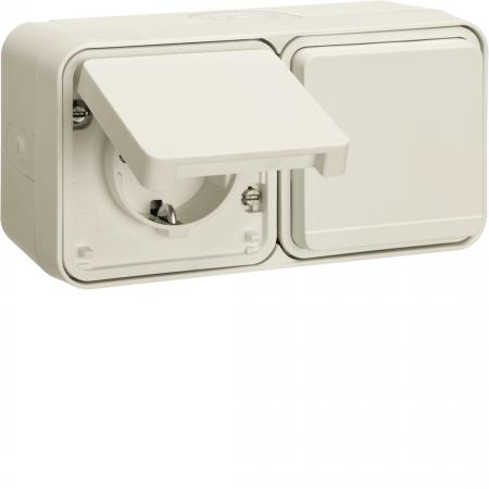 Hager Steckd. SK 2f waag m. Klappd. 4L AP pw