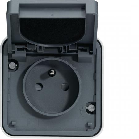Hager Steckdose m SK-Stift e BS KD AP W.1 grau