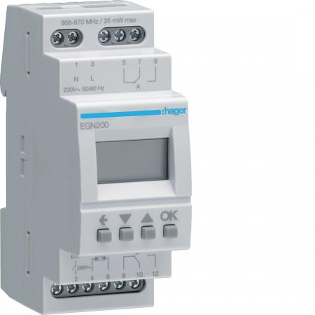 Hager Digitale Multifunktions-Zeitschaltuhr für Hutschiene mit Bluetooth, 2-Kana
