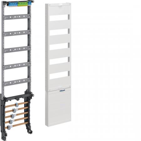 Hager Verteilerfeld univers Z, 1050mm, 5-reihig, mit Sammelschienen, 5-polig 12x