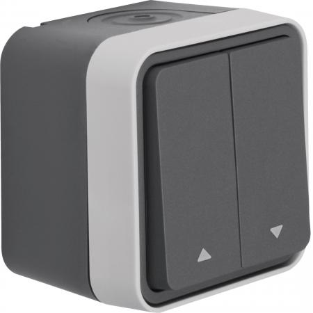 Hager Jalousie-Serientaster mit Aufdruck Symbol Pfeil AP Serie W.1, grau LT