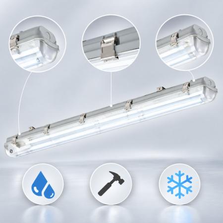 150cm Philips LED Feuchtraumleuchte mit 2 austasuchbaren ultra output LED Röhren 6500K Tageslichtweiß gesamt 7400 lm