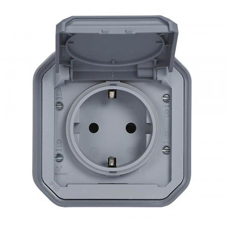 Legrand 069730L Plexo New Feuchtraum-Steckdose Aufputz IP44 Grau 16A